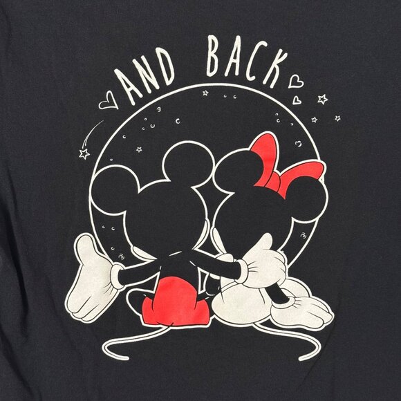 Disney Black Mickey Minnie Graphic T Shirt Juniors Large Casual Love Valentine - Picture 4 of 7